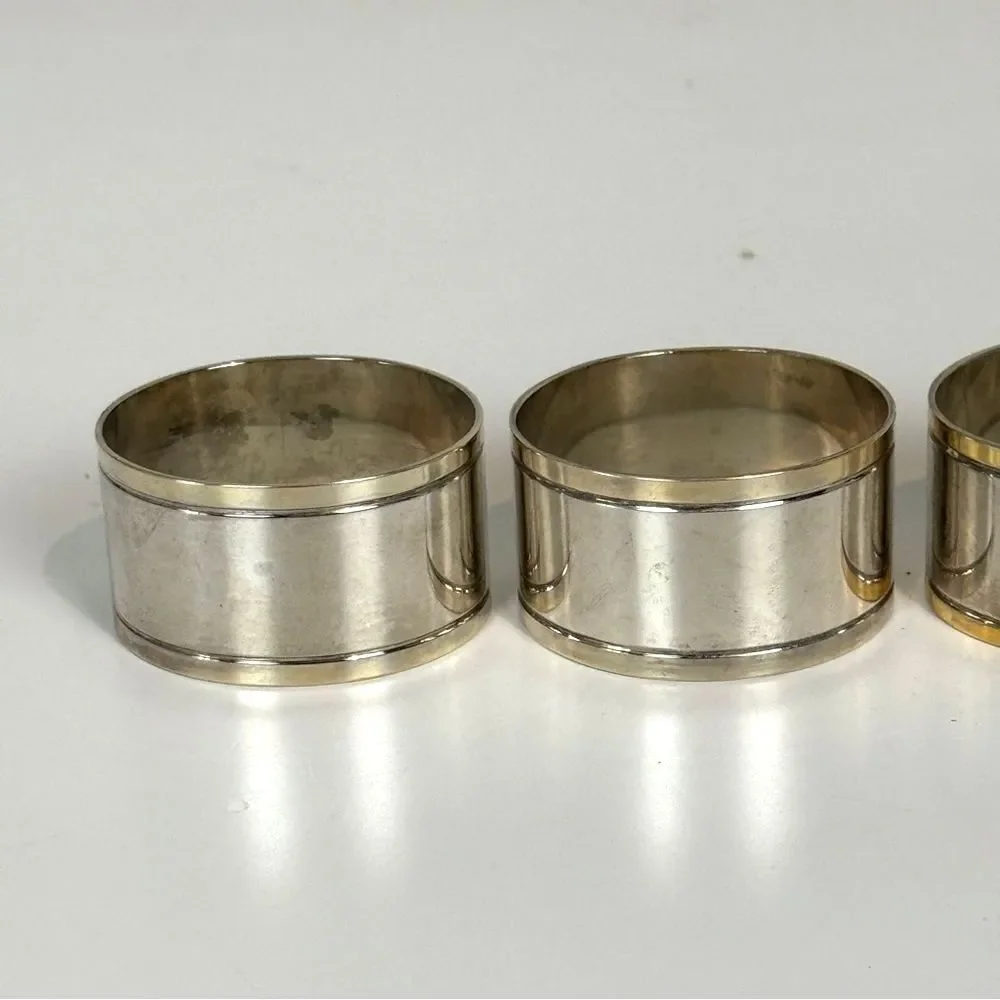 Set of Six Chrome Silver Tone Napkin Rings